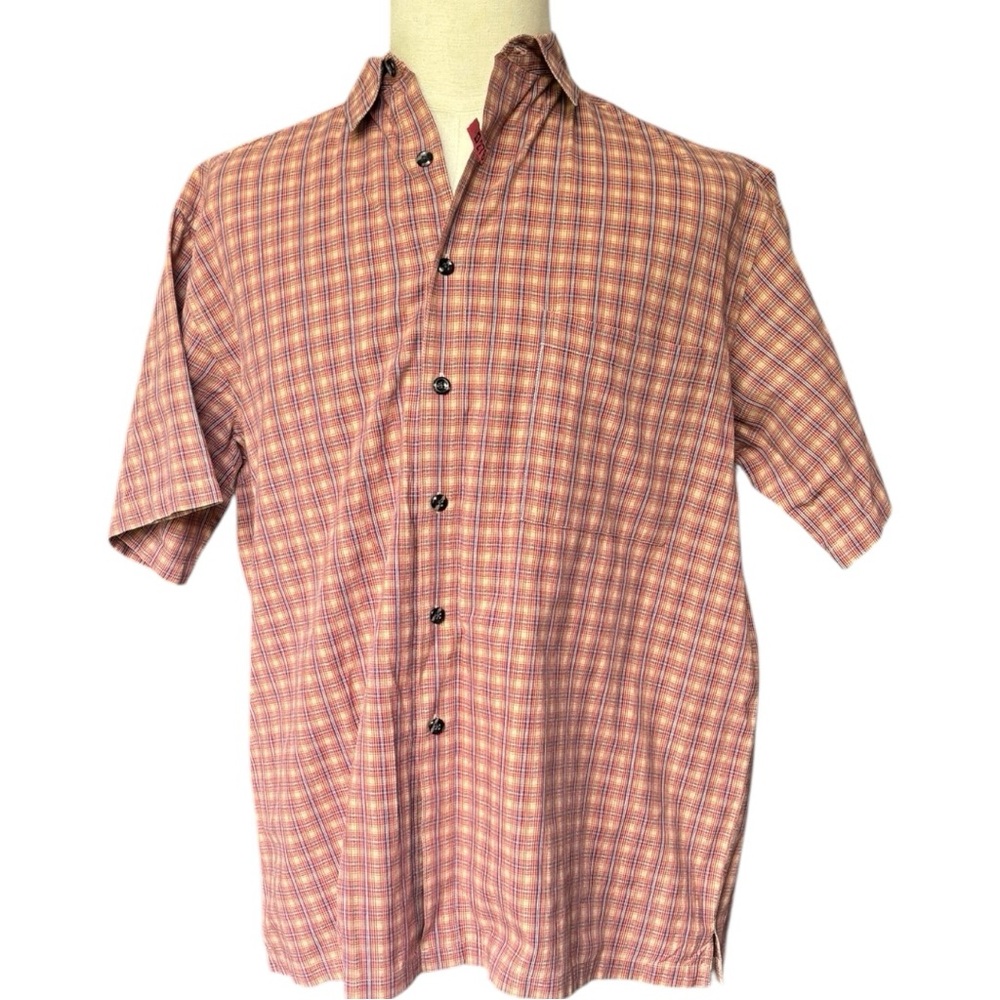 Horney Toad short sleeve plaid 100% cotton button up casual shirt Toad&Co | L